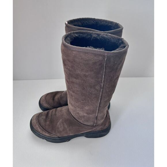 UGG AUSTRALIA Ultimate Tall Braid Boots Brown 5340 Size 7 Shearling Women EUC - Picture 4 of 11